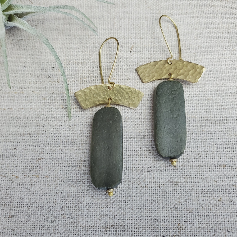 Xuxa Wood and Brass Earrings